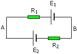 Cho mạch điện như hình vẽ, biết E_1 = 15V,r_1 = 1Omega ,E_2 = 3V,r_2 = 1Omega hình ảnh