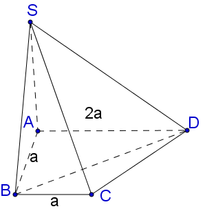 Cho hình chóp S.ABCD có đáy là hình thang vuông tại A và B , AD = 2a,,,AB = BC = hình ảnh