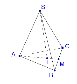 Cho hình chóp tam giác đều S.ABC có cạnh đáy bằng 2a , góc giữa cạnh bên và mặt hình ảnh