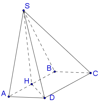 Cho hình chóp S.ABCD có đáy ABCD là hình vuông cạnh 2a , SD = fracasqrt 23 2 . hình ảnh