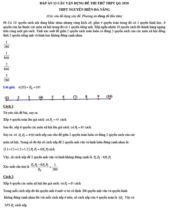 đáp án đề thi thử THPT Quốc gia 2020 môn Toán Nguyễn Hiền trang 2