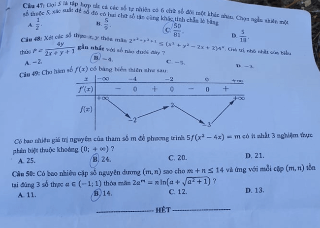 Đề thi tốt nghiệp THPT môn Toán đợt 2 mã đề 107 trang 5