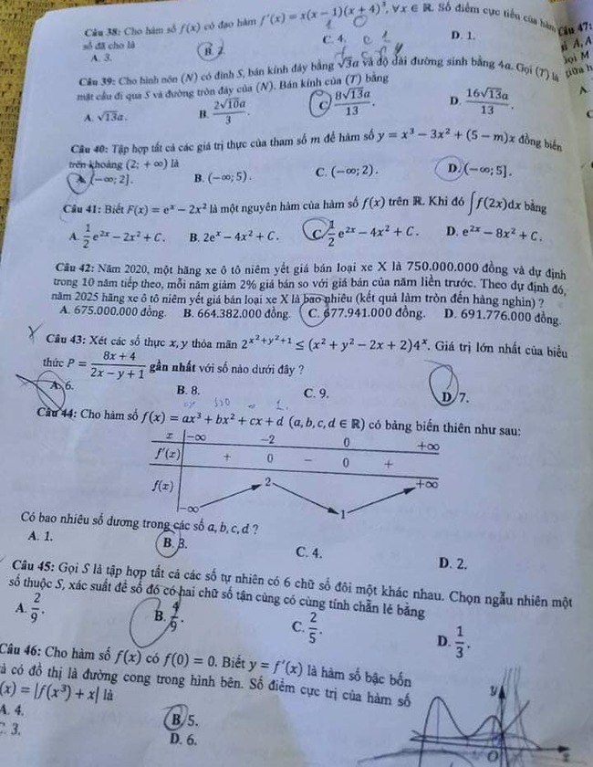 Đề thi tốt nghiệp THPT môn Toán đợt 2 mã đề 116 trang 4