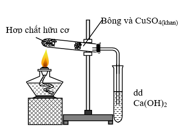 Hình vẽ sau mô tả quá trình xác định C và H trong hợp chất hữu cơ