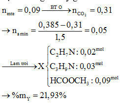 Hỗn hợp A gồm hai amin no, đơn chức, mạch hở X, Y kế tiếp (MX < MY) và một este hình ảnh