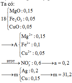 Hỗn hợp X chứa 3,6 gam Mg và 5,6 gam Fe cho vào 1 lít dung dịch chứa AgNO3 a M hình ảnh