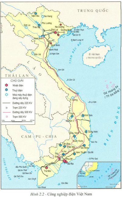 hình 2.2 công nghiệp điện Việt Nam SGK Địa Lí 10