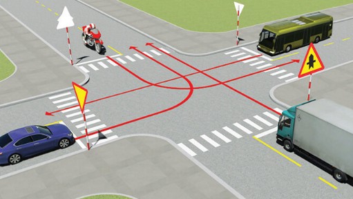 Thứ tự các xe đi như thế nào là đúng quy tắc giao thông? B. Xe tải, mô tô, xe hình ảnh