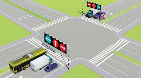 Theo tín hiệu đèn, xe nào phải dừng lại là đúng quy tắc giao thông? C. Xe con, hình ảnh