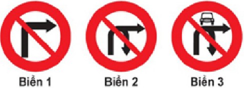 Biển nào cấm các phương tiện giao thông đường bộ rẽ phải? A. Biển 1 và 2. Trắc hình ảnh