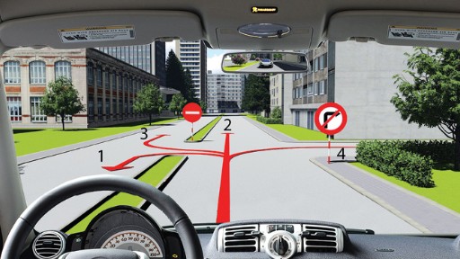 Người lái xe điều khiển xe chạy theo hướng nào là đúng quy tắc giao thông? B. hình ảnh