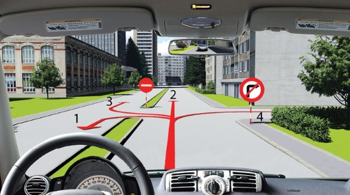 Người lái xe điều khiển xe chạy theo hướng nào là đúng quy tắc giao thông? B. hình ảnh