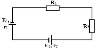 Cho mạch điện như hình vẽ, E1 = 12V, E2 = 6V, R1 = 4Ω, R2 = 6Ω, r1 = r2 = hình ảnh
