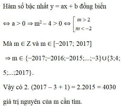 Trắc nghiệm bài 2 chương 2 Đại số 10 Hàm số y = ax + b câu 20