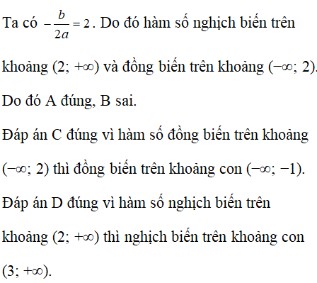 Trắc nghiệm bài 3 chương 2 Đại số 10 Hàm số bậc hai hình 3