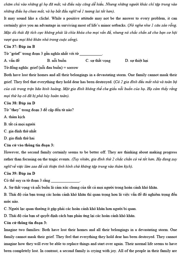 Đáp án đề thi thử tốt nghiệp THPT môn Tiếng Anh số 1 trang 10