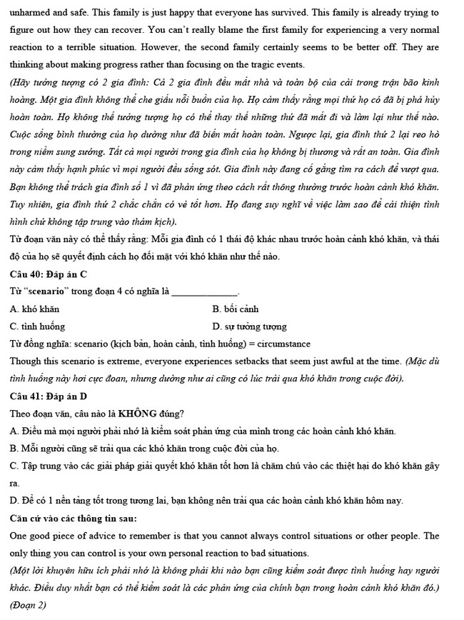 Đáp án đề thi thử tốt nghiệp THPT môn Tiếng Anh số 1 trang 11