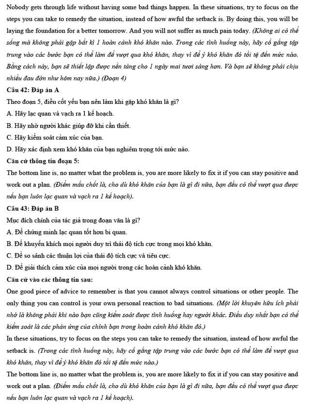 Đáp án đề thi thử tốt nghiệp THPT môn Tiếng Anh số 1 trang 12