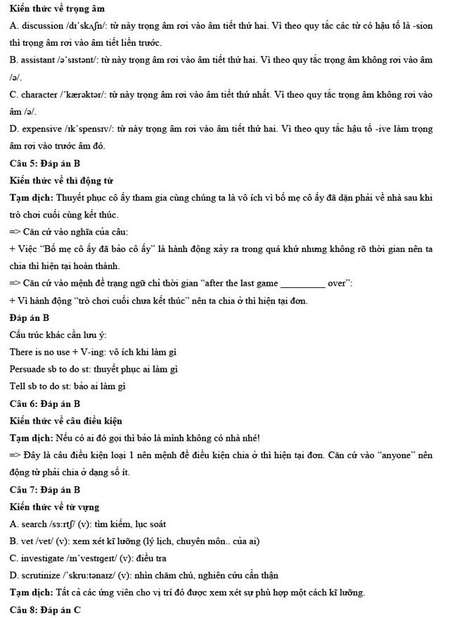 Đáp án đề thi thử tốt nghiệp THPT môn Tiếng Anh số 1 trang 2