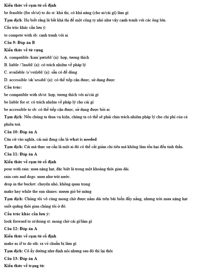 Đáp án đề thi thử tốt nghiệp THPT môn Tiếng Anh số 1 trang 3