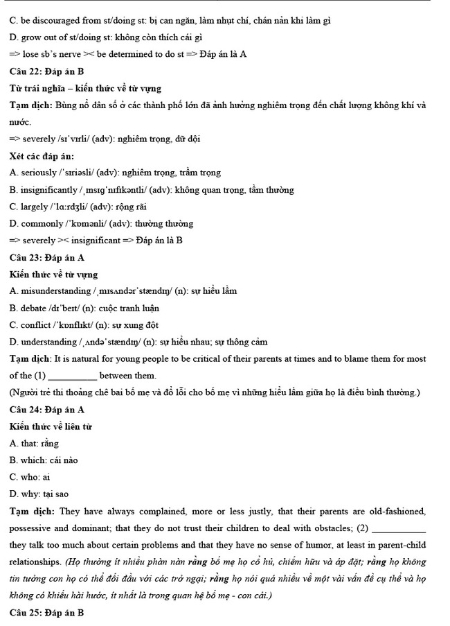 Đáp án đề thi thử tốt nghiệp THPT môn Tiếng Anh số 1 trang 6