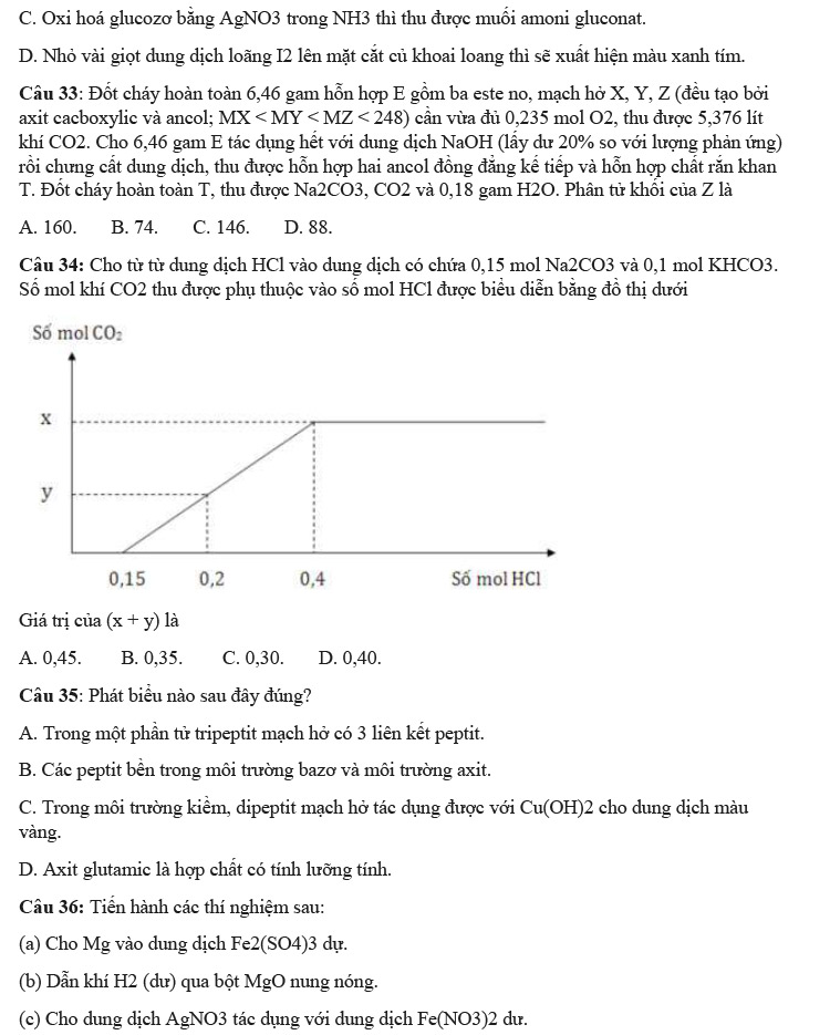 Đề thi thử tốt nghiệp THPT năm 2021 trường Lương Thế Vinh (HN) lần 1 ảnh 4