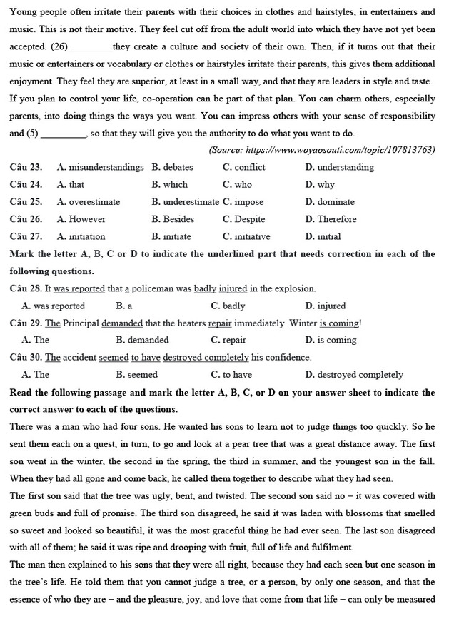 Đề thi thử tốt nghiệp THPT môn Anh năm 2021 số 1 trang 3