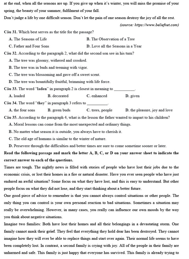 Đề thi thử tốt nghiệp THPT môn Anh năm 2021 số 1 trang 4
