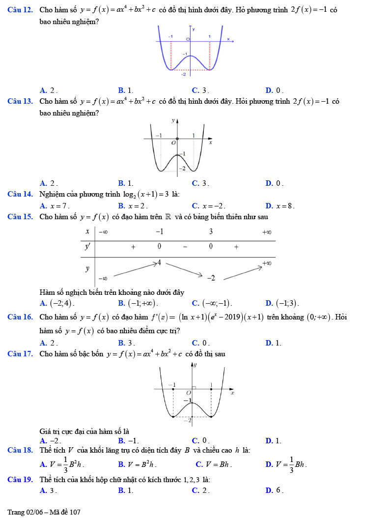 Đề thi thử tốt nghiệp THPT 2021 môn Toán lần 1 chuyên Hạ Long trang 2
