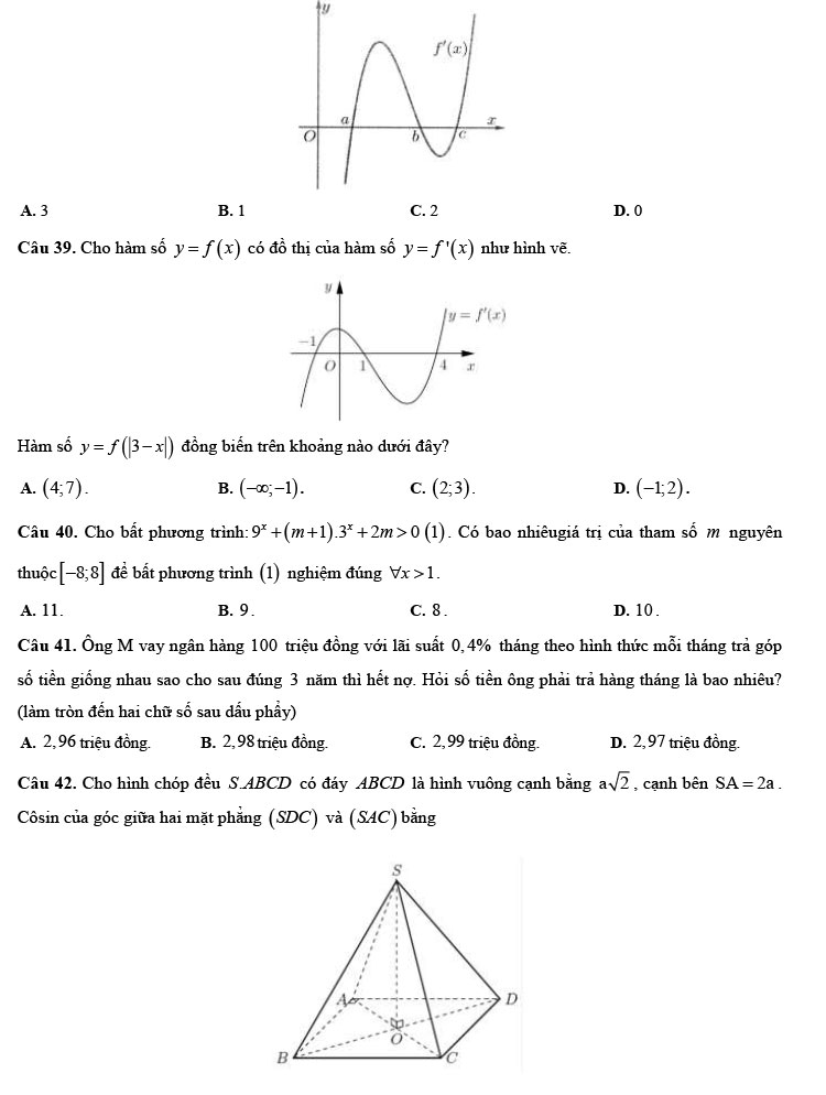 Đề thi thử tốt nghiệp THPT 2021 môn Toán lần 2 trường Kinh Môn trang 6