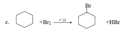 Phương trình hóa học khi đun nóng xiclohexan với brom theo tỉ lệ 1:1