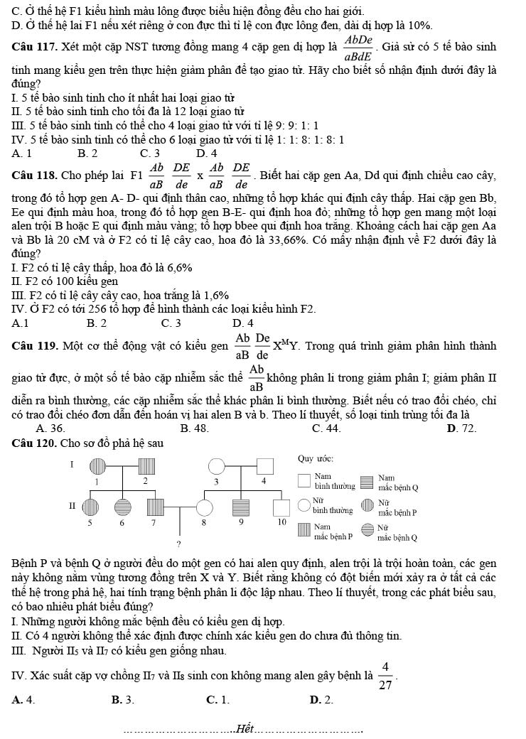 Đề thi thử tốt nghiệp THPT môn Sinh 2021 lần 1 Chuyên Nguyễn Trãi ảnh 5
