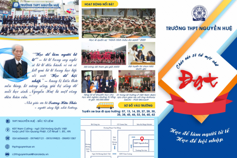 Thông tin tuyển sinh vào lớp 10 2021 của trường THPT Nguyễn Huệ