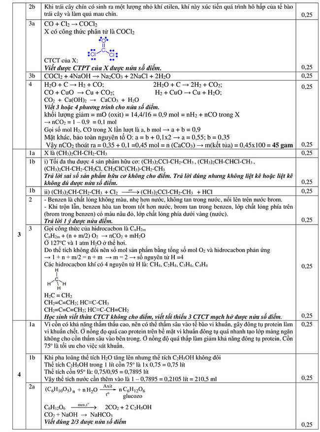 Đáp án đề thi tuyển sinh vào 10 môn Hoá năm 2020 trường Lê Hồng Phong - trang 2