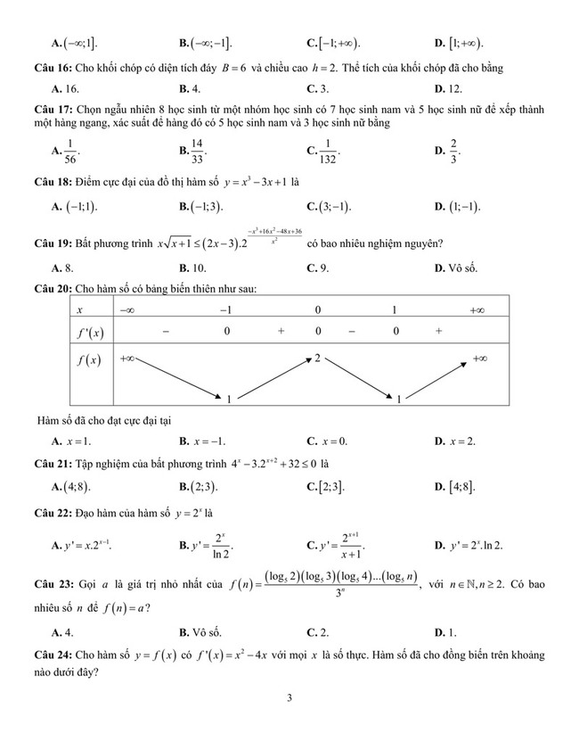 Đề thi thử THPT Quốc gia 2021 môn toán trường Thiệu Hoá trang 3