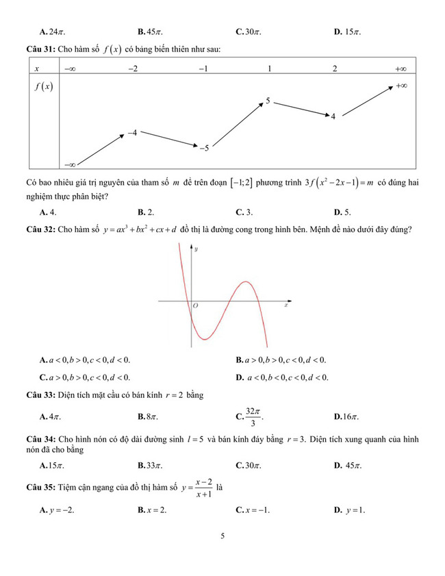 Đề thi thử THPT Quốc gia 2021 môn toán trường Thiệu Hoá trang 5