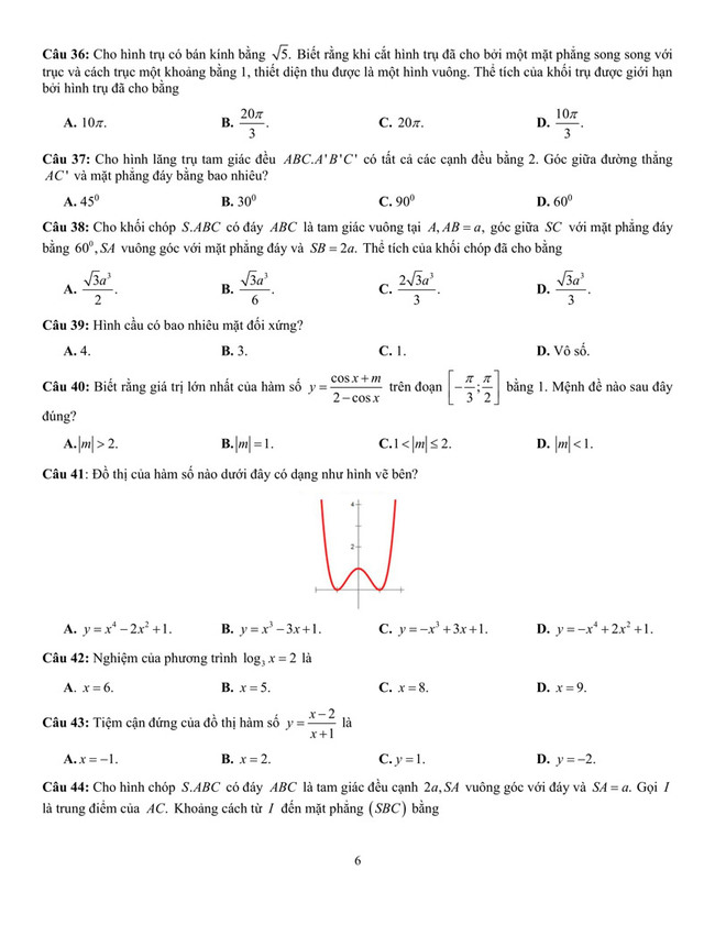 Đề thi thử THPT Quốc gia 2021 môn toán trường Thiệu Hoá trang 6