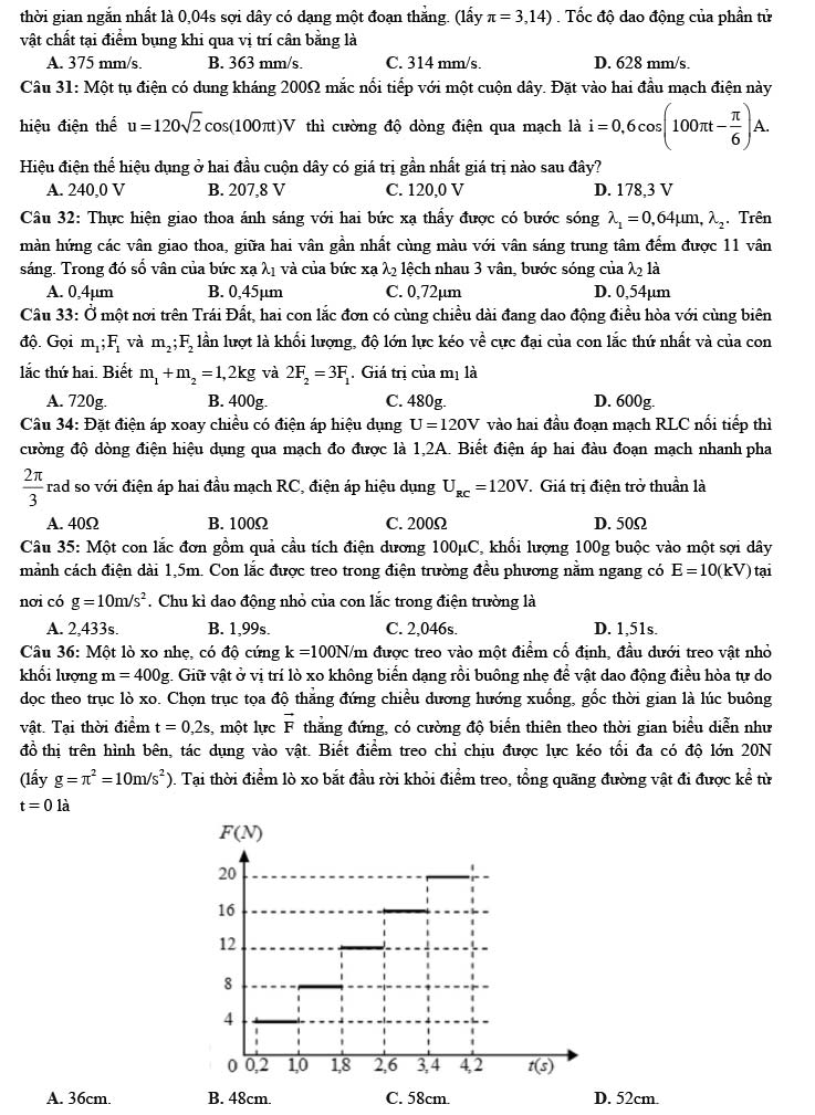 Đề thi thử THPT Quốc gia 2021 môn Lý Chuyên Lam Sơn lần 2 (có đáp án) trang 4
