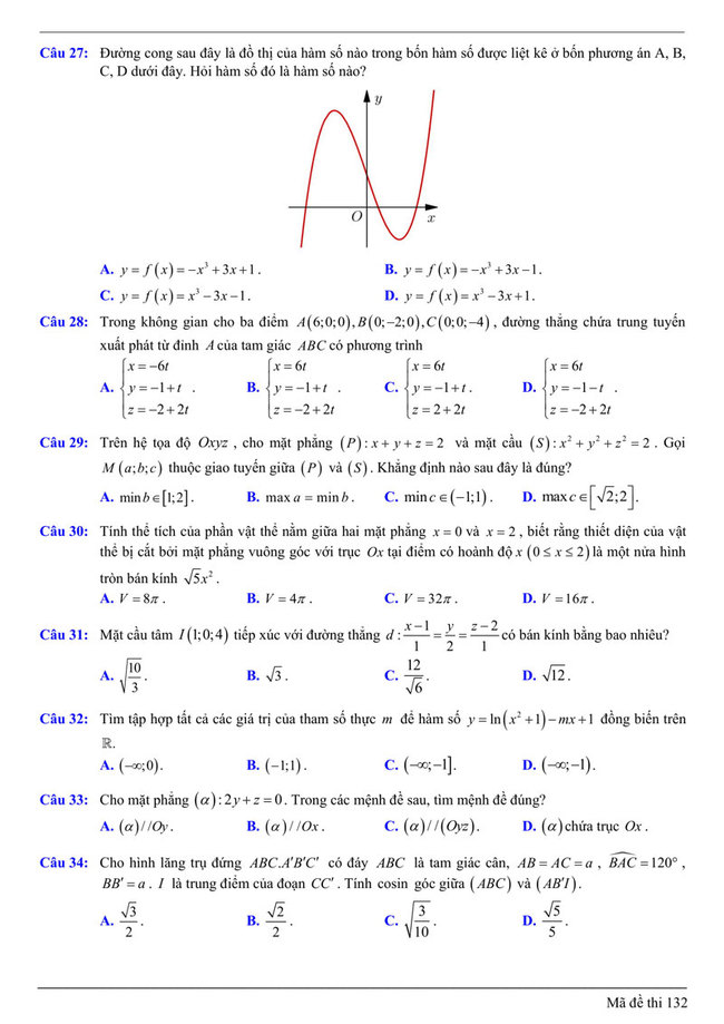 Đề thi thử THPT Quốc gia 2021 môn toán trường chuyên Bắc Giang tháng 4 trang 4