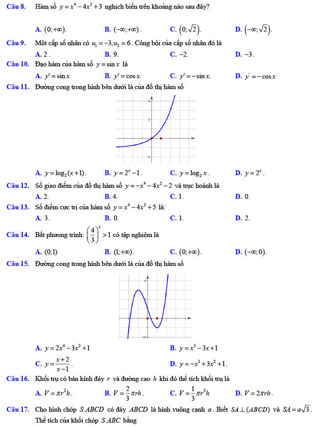 Đề thi thử THPT Quốc gia 2021 môn Toán lần 1 tỉnh Nghệ An ảnh 2