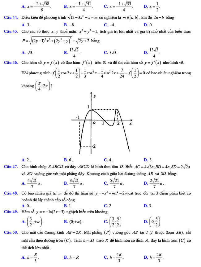 Đề thi thử THPT Quốc gia 2021 môn Toán lần 1 tỉnh Nghệ An ảnh 6