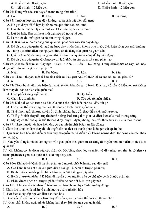 Đề thi thử môn sinh 2021 luyện thi ĐH Y Hà Nội số 08 trang 2