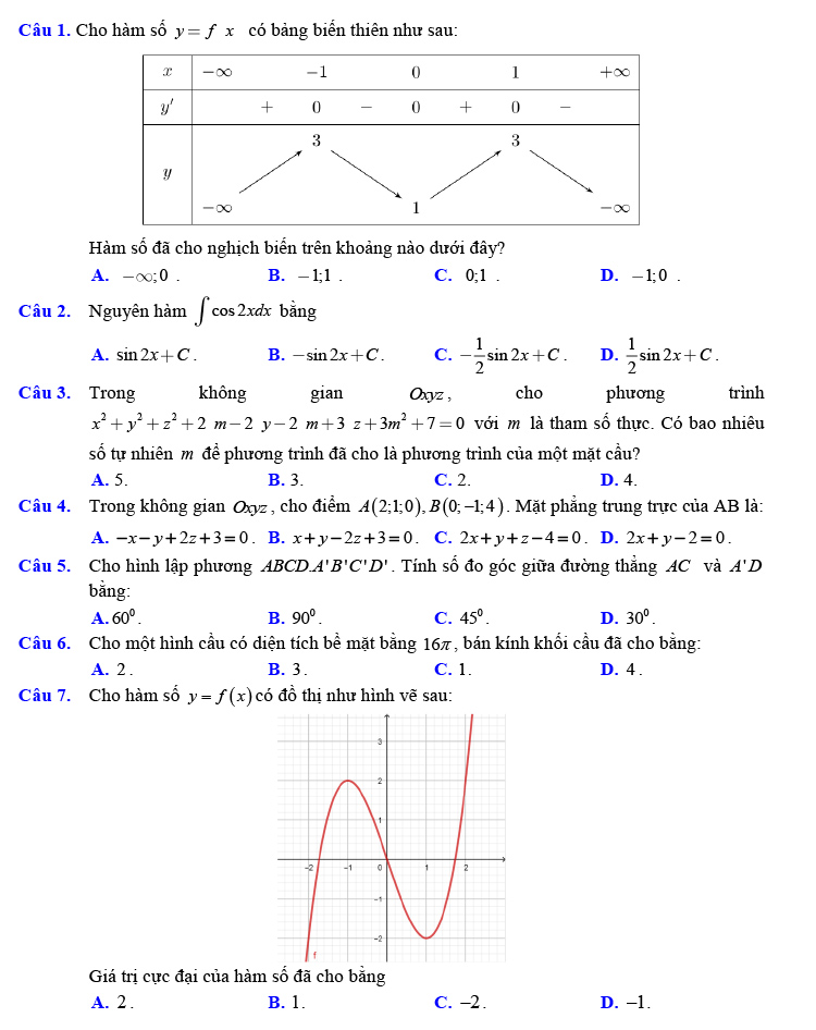 Đề thi thử THPT Quốc gia 2021 môn Toán Lương Ngọc Quyến ảnh 1