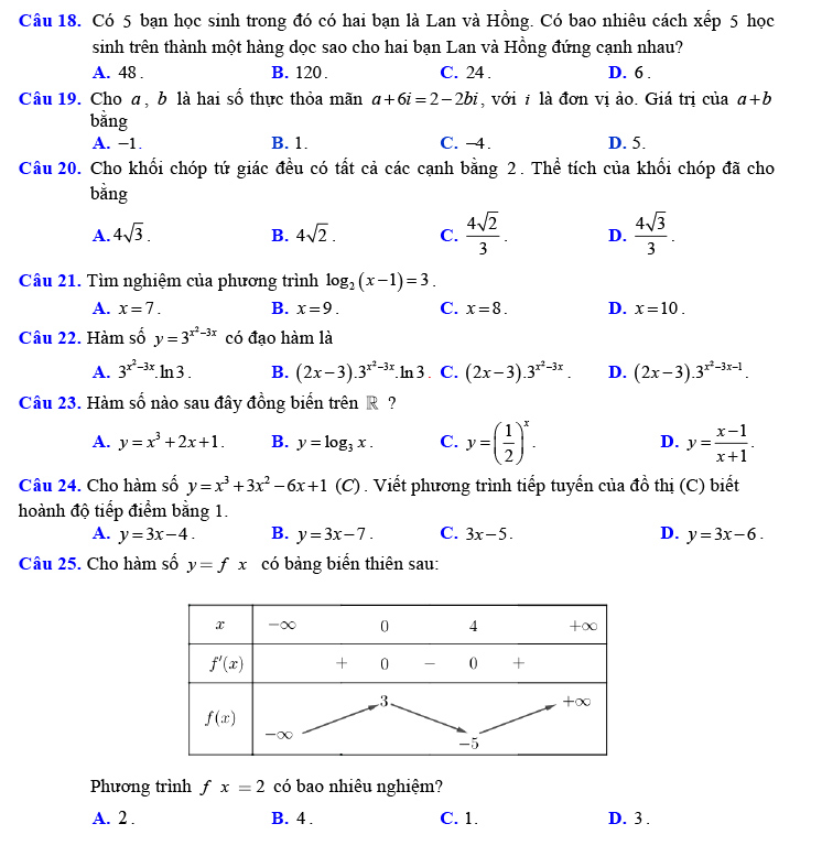 Đề thi thử THPT Quốc gia 2021 môn Toán Lương Ngọc Quyến ảnh 3