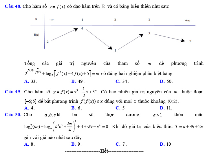 Đề thi thử THPT Quốc gia 2021 môn Toán Lương Ngọc Quyến ảnh 7