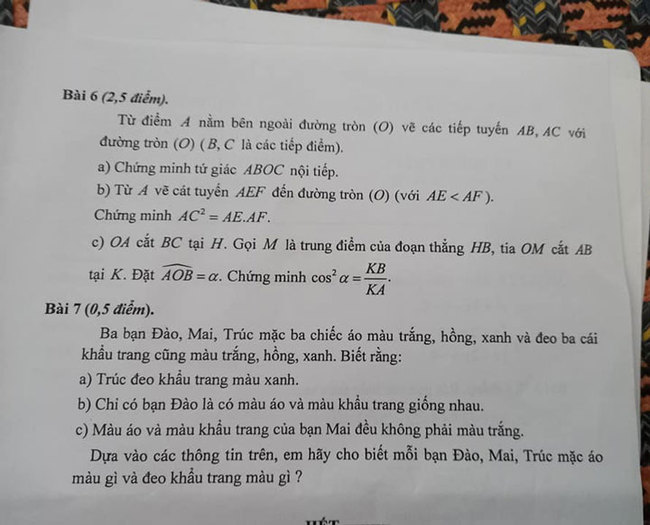 Đề thi tuyển sinh lớp 10 môn toán Bình Thuận năm học 2021-2022 trang 2