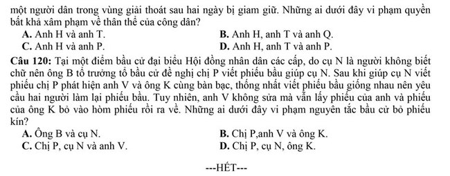 Đề thi thử THPT quốc gia 2021 môn GDCD trường Lý Nhân Tông trang 5