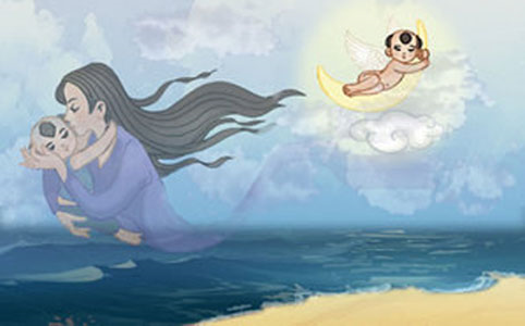 Bức hình minh hoạ cho bài thơ Mây và sóng (R.Tago)