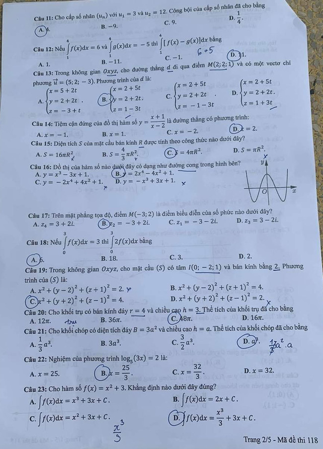 Mã đề 118 Toán 2021 trang 2