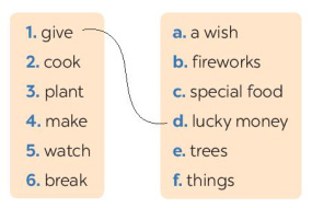 Match the verbs on the left with the nouns on the right
